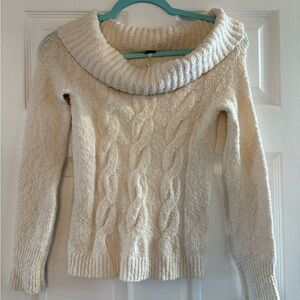 Free People Cream Cowl Neck Sweater